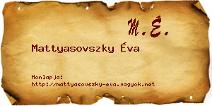 Mattyasovszky Éva névjegykártya